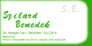 szilard benedek business card
